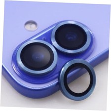 for iPhone 16/16 Plus Camera Lens Protector Metal Crystal Tempered Glass Blue