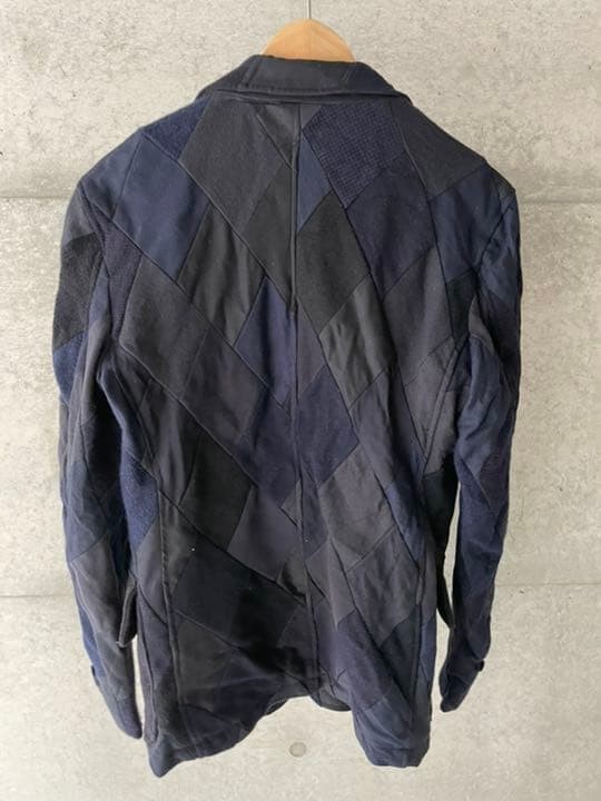 BEAMS+ Patchwork Jacket Navy Wool S Spring Autumn… - image 5