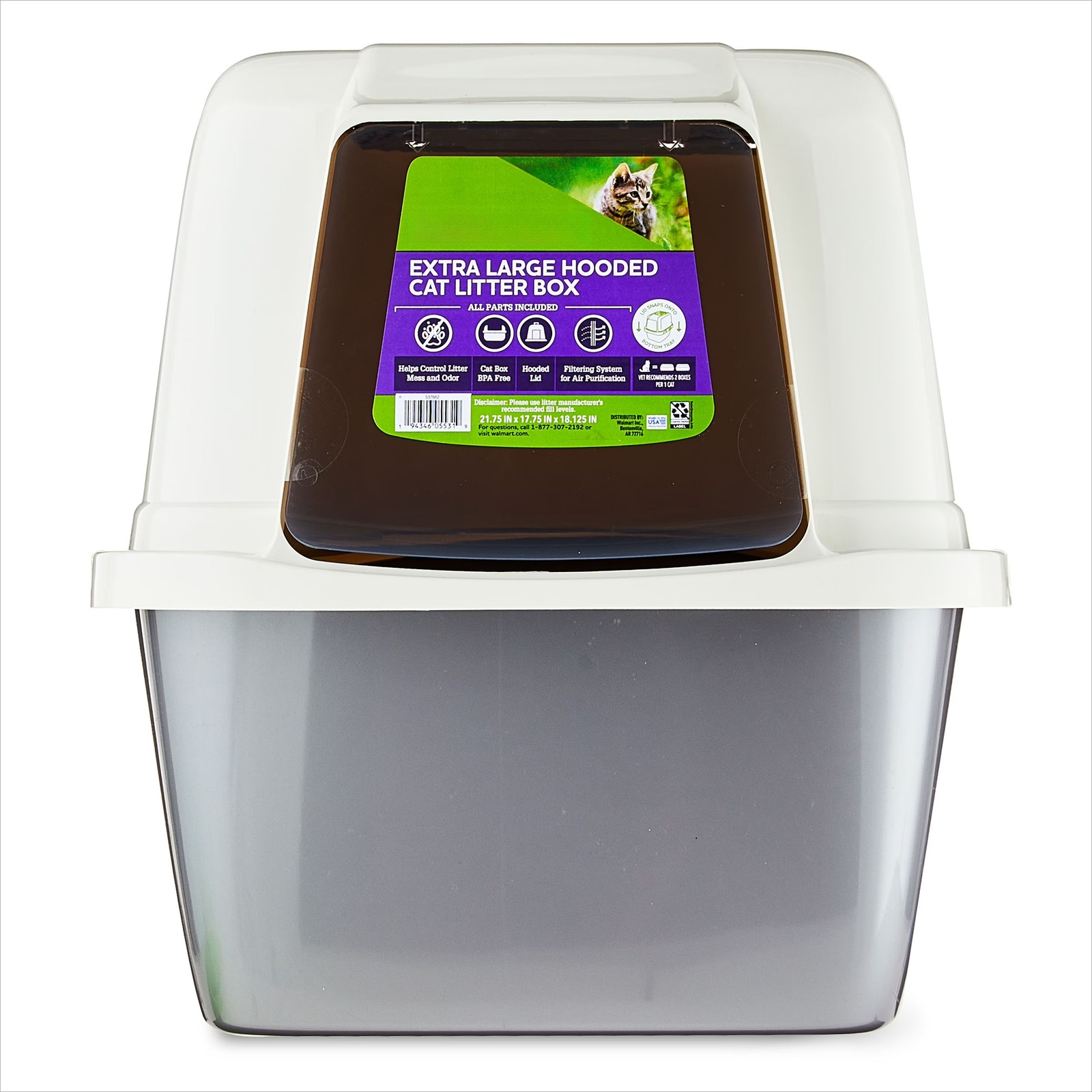 Extra-Large Hooded Enclosed Cat Litter Box