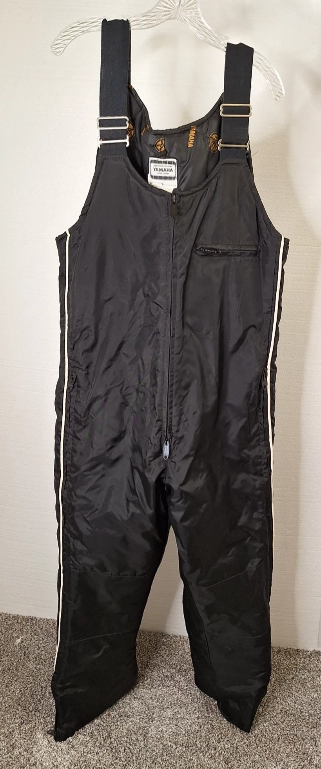 Vintage Yamaha Mens Large Snowmobile Ski Bibs Cold Weather Overalls Black