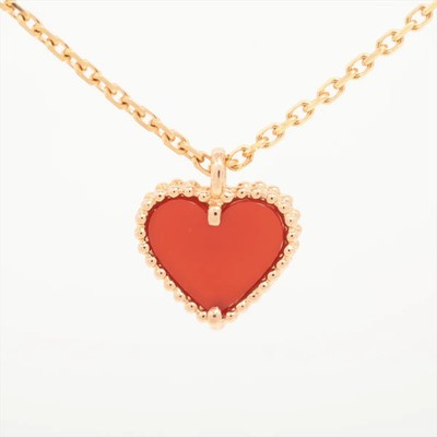 Van Cleef & Arpels Sweet Alhambra hearts Carnelian Necklace 750(PG) 2.6g