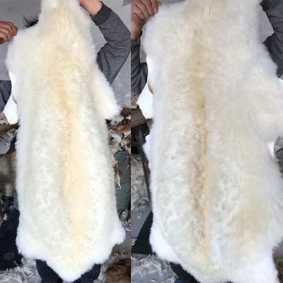 2'x3.8' 100% Genuine Sheepskin Fluffy Fur Rug Windward Single Natural Ivory