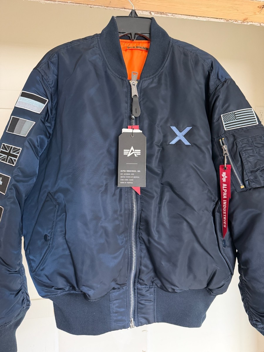 NEW ALPHA INDUSTRIES MA-1 FLIGHT MENS JACKET NYLON BLUE MJM21000C1