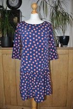 Gap Blue and Orange Polka Dot Dress 3/4 Sleeve Drop Waist Size 10