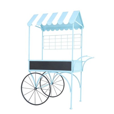 Blumenwagen Metall blau Vintage Dekowagen Buffetwagen Garten HTI-Living