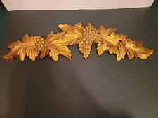 Vtg Baroque Rococo Gold Grapes & Grape Leaves DOOR WINDOW HEADER Wall Plaque 