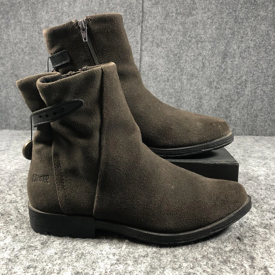 Cougar ботинки женский размер 7 коричневый замшевый лодыжки молнии водонепроницаемый зажим подошвы YAZ09 - Изображение 2 из 4