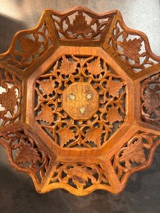 Vintage hand carved wood plate/intake bowl