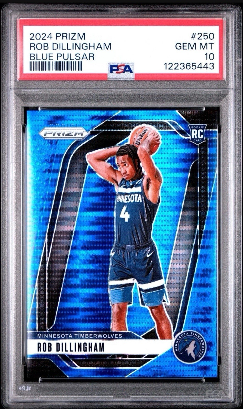2024-25 Panini Prizm #250 ROB DILLINGHAM Blue Pulsar Prizm /99 - Timberwolves