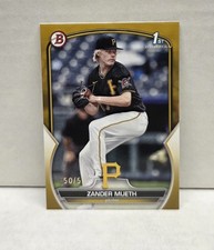 ZANDER MUETH 2023 Bowman Draft GOLD ~ Pirates ROOKIE /50 ~ #'d 50/50 Bookend