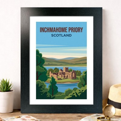Inchmahome Priory, Schottland Reise Poster Giclée Kunstdruck 263-3