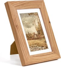 5x7 Picture Frame with Mat for 4x6 Photo, Solid Elm Wood  Tempered Glass, Ru...