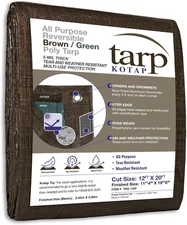 All-Purpose Multi-Use Protection/Coverage 5-mil Poly Tarp 12 x 20 Ft Brown/Green