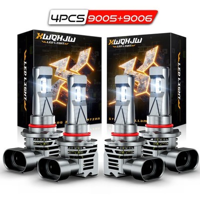 4PCS For MACK Vision CX CXN Truck 1998-2015 LED 9005+9006 Headlight Hi / Lo Beam