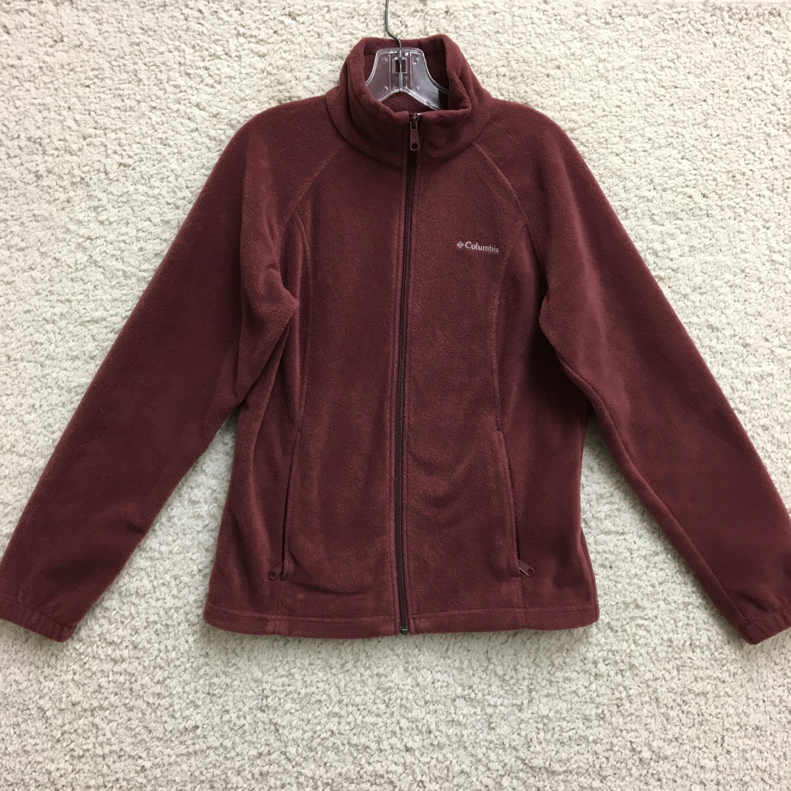 Columbia Jacket Medium Adult Red Full Zip Pocket Fleece Long Sleeve Womens M