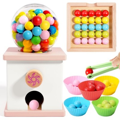 QimuMku 9.6'' Wooden Gumball Machine Counting Montessori Toys for 3 4 5 Years ...
