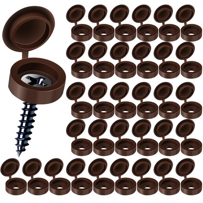 #ad #ad Plastic Hinged Covers Snap Washer Caps Brown 100 Pcs Shutter Screw Prot... $10.42