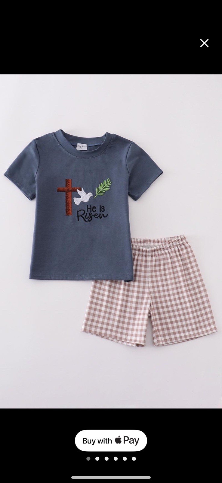 Abby and Evie He Is Risen Easter Cross Short Set