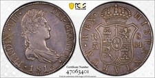 M43 Spain 1815-M, GJ Silver 8 Reales Calico-1269 PCGS XF-45