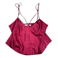 Victoria's Secret Silk Camisole Tank Top Cropped 1990s V-Neck Medium Red 90s