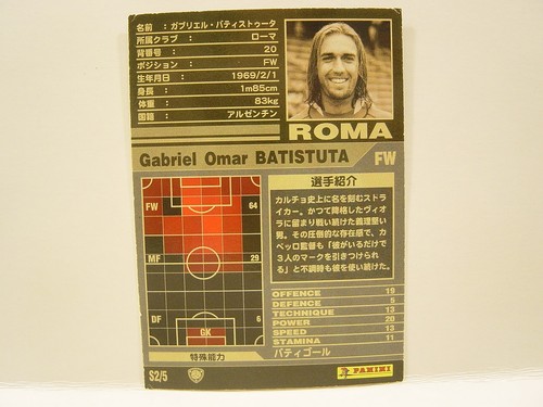 Panini WCCF 2001-02 BS Gabriel Omar Batistuta 1969 Argentin No.20 AS Roma BestFW - Picture 4 of 6