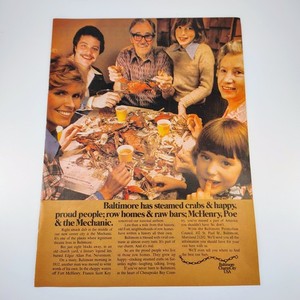 Baltimore Charm City USA Vintage Ad Print Tourism Crabs Family