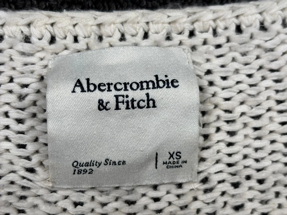 Abercrombie & Fitch Striped Sweater Womens Size XS Cropped Chunky Knit Tan Pink — 第 3/4 张图片