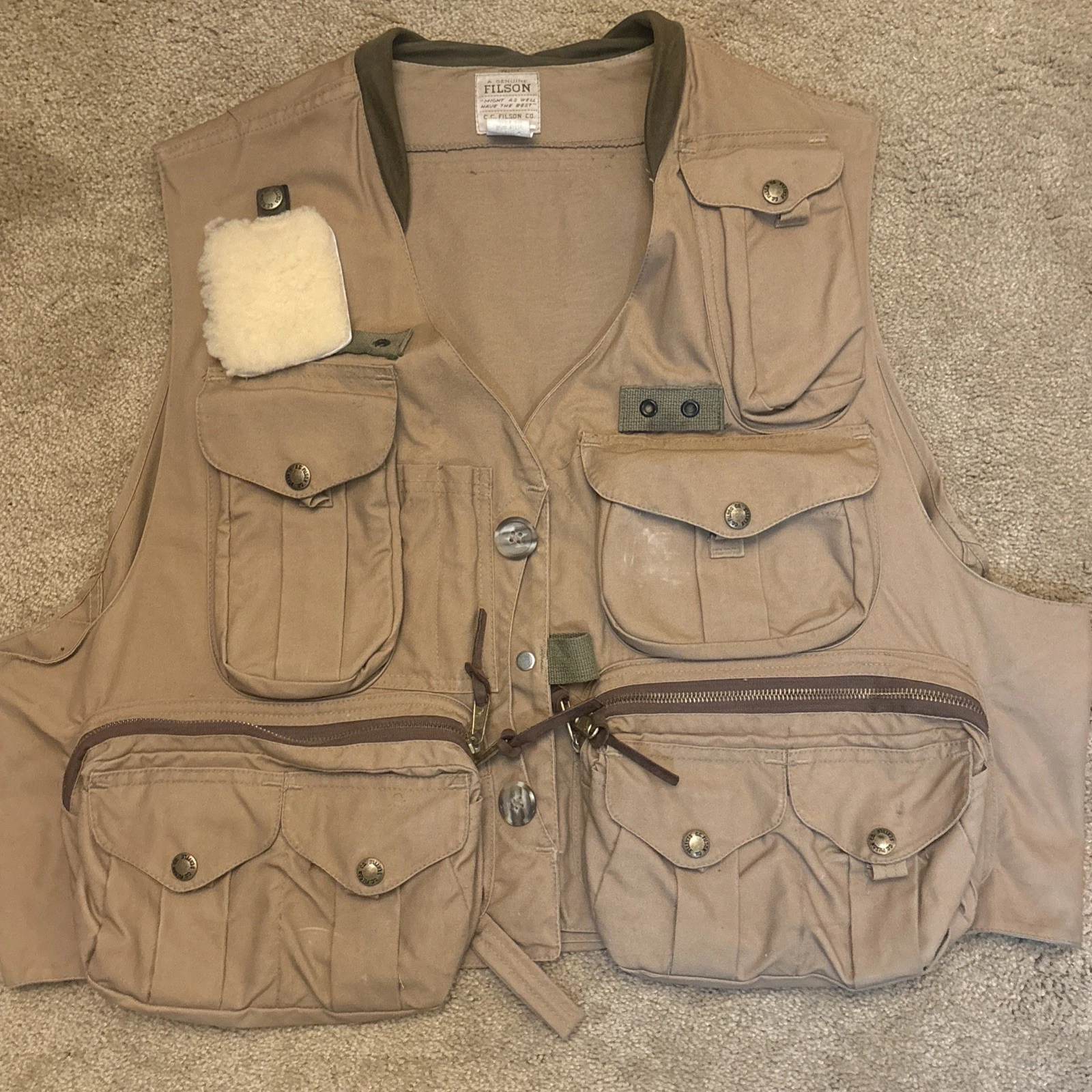 CC Filson Fly Fishing Vest Style 136 Adult Medium Brown Waistcoat Made USA