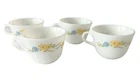 Set 4 Vintage Pyrex Flirtation Yellow Blue Flowers Butterfly Cup Mug Corning 70s