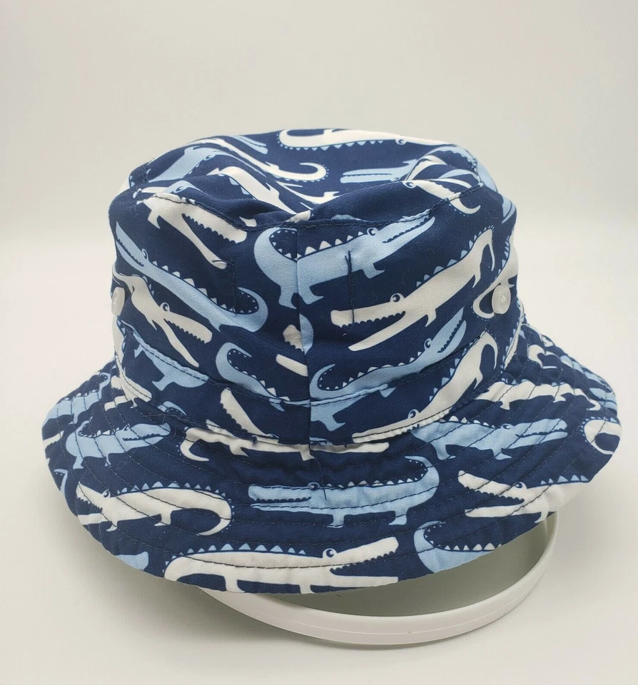 Mud Pie hat 0-18 month Sun Hat strap Cotton Poly blend Blue & white Alligators - Image 2 of 4