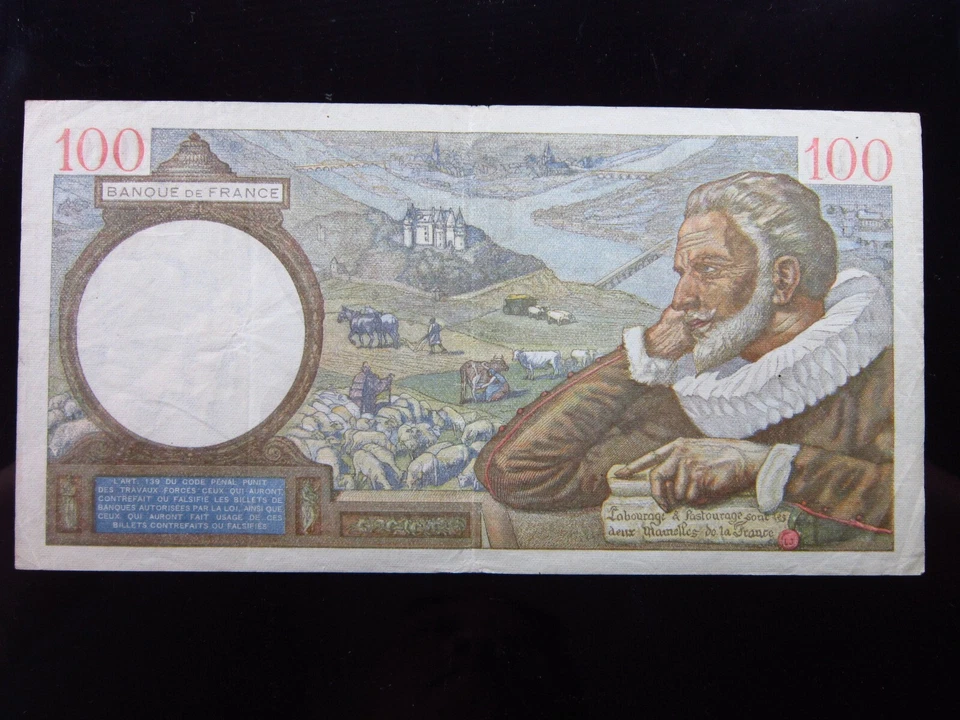 France 100 Francs 1940 P94 h8753 Banque Francaise Banknote Money - Image 3 of 3