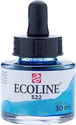 30 ml Jar ECOLINE 522 Liquid Water Color Turquoise Blue, New