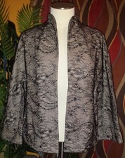 Chico's Nwt $179 M 8/10 Size 1 Women's Blazer Jacket Black Beige Lace Embellish