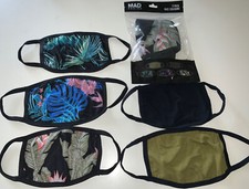 MAD Engine Adult 5-Pack Washable Face Masks TROPICAL VIBE Palm Leaf Print Lot