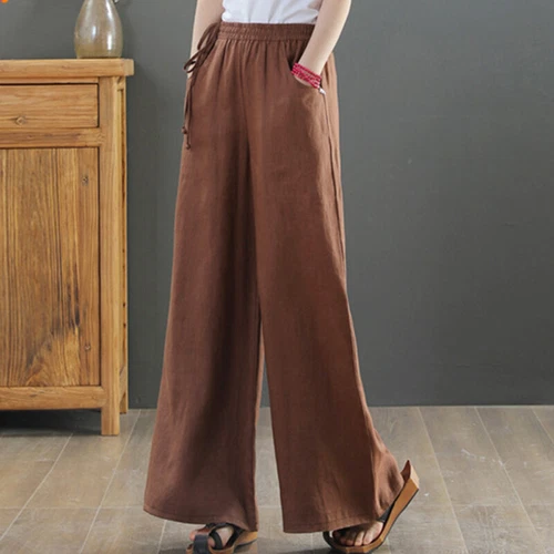 Women Loose Fit Elastic Waisted Palazzo Pant Ladies Daily Wear Casual - Picture 53 of 54
