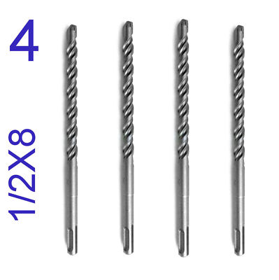 4 pc Set of SDS PLUS 1/2'' diameter 8'' long Carbide tip Hammer drill bit S