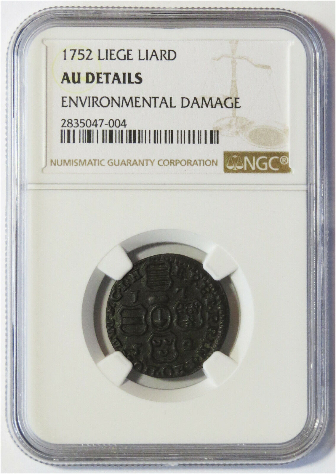 1752 Liege 1 Liard Coin NGC AU Details KM#155