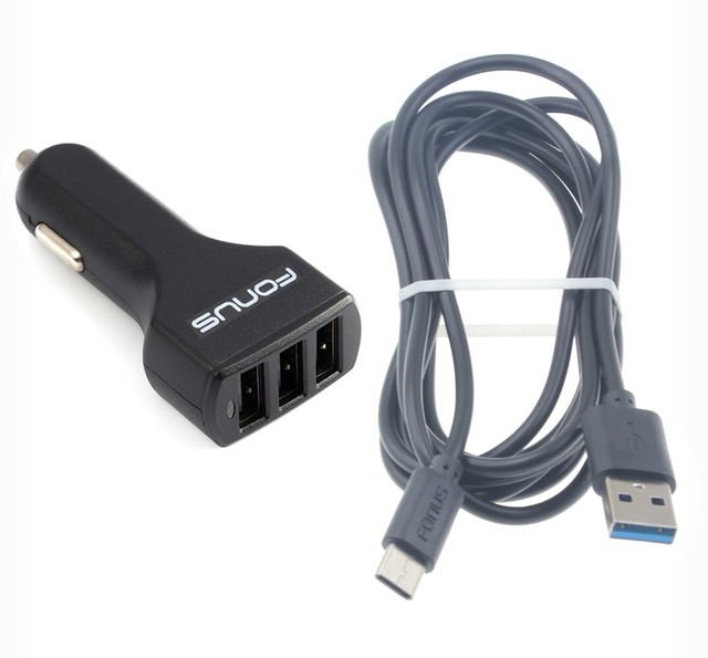 Google Pixel 2 3 3a 4 XL - CAR CHARGER 36W 3-PORT USB 4.8A TYPE-C CABLE