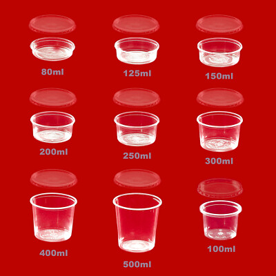 80~500ml Feinkost zum Mitnehmen Runde Lebensmittelbehälter + Deckel Klar PP Mikrowellengeeignet 