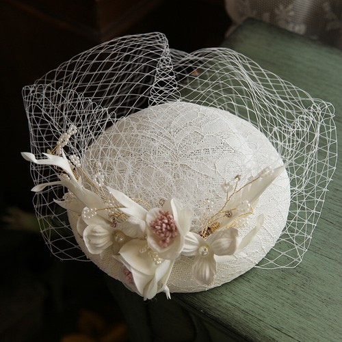 New French Style White Beads Mesh Flora 