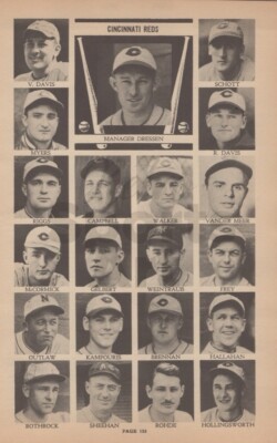 1937 Cincinnati Reds Redlegs Team Vintage 1930s Print Ad Magazine Page Panel