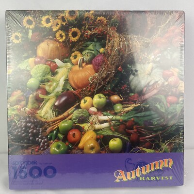Vintage Springbok Jigsaw Puzzles Autumn Harvest 1500 Pieces Flowers 28x36 Sealed