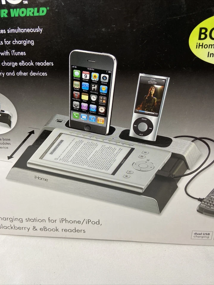 Estação de carregamento iHome Charge Your World para iPhone/iPod, Blackberry e eReaders - Imagem 3 de 4