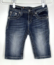 Miss Me Girl's Size 8 JK5853M2 Bermuda Embellished Western Cotton Denim Jeans
