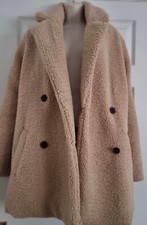 Women's Jacket Fleece Fat Face Beige Teddy Bear Fleece Jacket Size 16