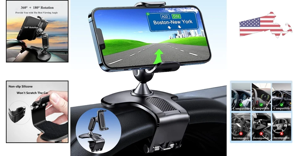 Conveniente montaje para teléfono de automóvil - se adapta a teléfonos inteligentes de 4,7 a 6,5 pulgadas - antideslizante - negro Foto 2 de 4