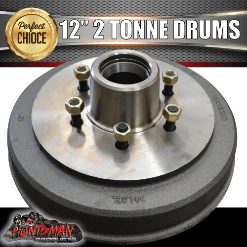12" 2 Tonne 6 Stud Electric Trailer Brake Drums & Bearings. Caravan