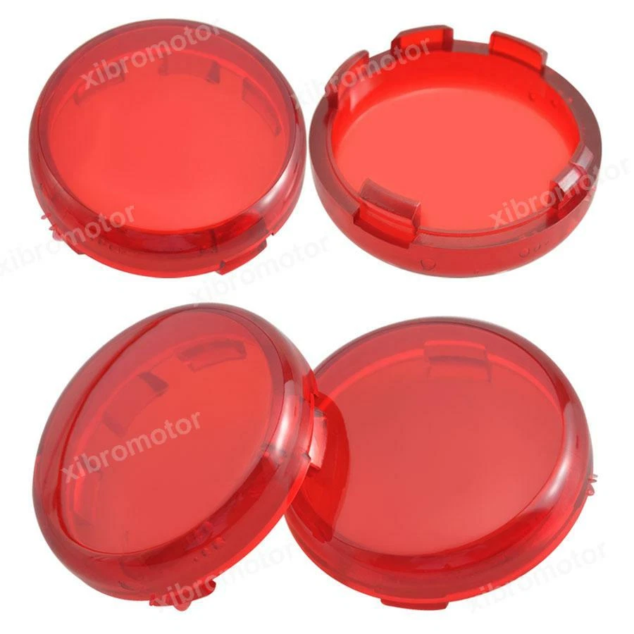 Cubierta de lente roja con luz de giro 4 piezas para Harley Sportster Softail Dyna Street Foto 2 de 4