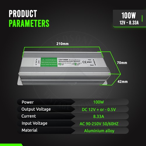 240V DC12V 15W - 150W Waterproof IP67 LED Driver Power Supply Transformer - Picture 17 of 66