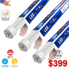 T8 8Ft LED Light Bulbs 144W 6500K 18000LM FA8 Single Pin Ballast Bypass Replacem